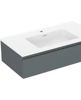 Kúpeľňový nábytok MEXEN/S - Orio kúpeľňová skrinka 90 cm s umývadlom Otis, 1 šuplík, grafit mat/biela mat 91A10-09023-1-BF66-W18M01