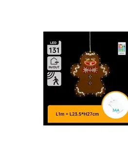 Vianočné dekorácie  B.V.  - LED vianočná dekorácia 131xLED/3xAA IP44 + DO perníček 27 cm B10303AAEC
