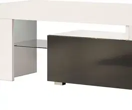 TV stolíky MONTE televízny stolík, biely lesk / čierny lesk
