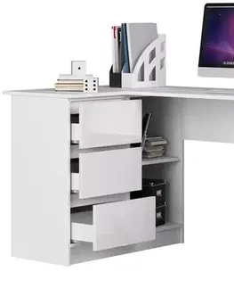 Písacie stoly Moderný písací stôl SCYL155L, biely/biely lesk