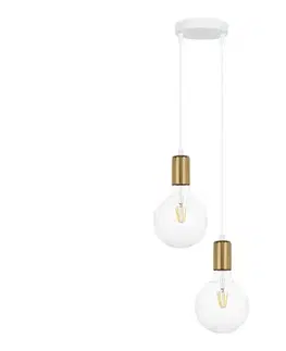 Svietidlá  Luster na lanku MIROS 2xE27/60W/230V guľatý biela/zlatá 0201
