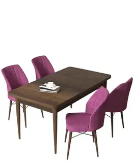 Jedálenské sety Dining Table & Chairs Set (5 Pieces) Arp - Baroque, Purple