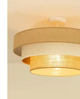 Svietidlá  Prisadený luster WENTA, 1×E27, 60 W, 230 V, priemer 50 cm, juta/béžová H0719