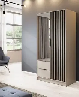 Šatníkové skrine ArtPS Šatníková skriňa KELLY 2D so zrkadlom | cashmere