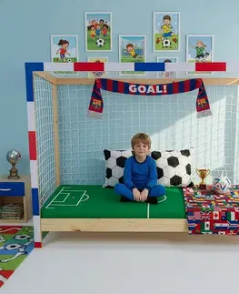 Postele KONDELA Futal montessori posteľ 90x200 cm prírodná / biela / modrá / červená