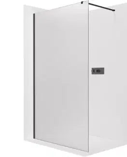 Sprchovacie kúty CERANO - Sprchová zástěna Walk-in Onyx Cube L/P - 8 mm - hranatá vzpěra - černá matná, mléčné sklo - 30x200  CER-8050BD71922
