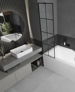Sprchové dvere MEXEN/S - Cube obdĺžniková vaňa 180 x 80 cm s panelom + vaňová zástena 50, čierna vzor 550518080X9505007077
