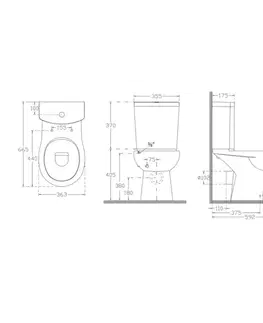 Záchody SAPHO - KAIRO WC kombi, zadný odpad, splachovací mechanizmus PC105
