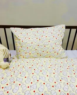 Detské obliečky Obliečky bavlnené detské Sloník žltý TiaHome - Detský set 130x90cm + 65x45cm