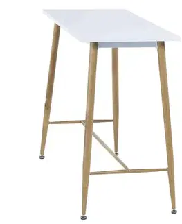 Jedálenské stoly KONDELA Dorton barový stôl biela / buk