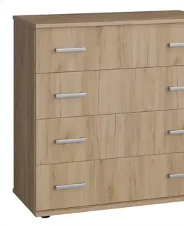 Komody do spálne Komoda  S4 Bl dub craft zlatý