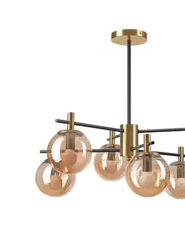 Svietidlá  Luster na tyči LILOU 6xE14/5W/230V zlatá/čierna/dymová béžová LM-6.219