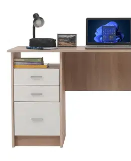 Písacie a pracovné stoly KONDELA Samson New pc stolík dub sonoma / biela