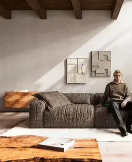 Pohovky DELIFE Veľká pohovka Freestyle 280x110 cm mikrovlákno taupe vintage prešívaná