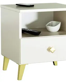 Nočné stolíky MEJBY elegantný nočný stolík K-01, kašmír/zlatá