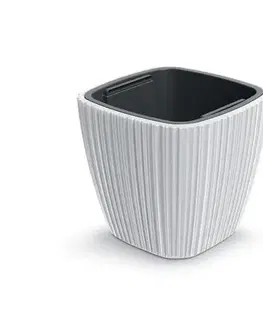 Kvetináče a truhlíky Kinekus Kvetináč plastový 390x390 mm ORO, hranatý, biely, výška 360 mm, s vložkou