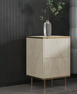 Nočné stolíky Nočný stolík Imaj - Travertine, Gold - POSLEDNÉ 2 KUSY