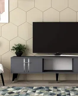TV stolíky YOKOHAMA televízny stolík, antracit / strieborná