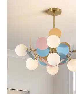 Svietidlá BRILAGI - Luster na tyči BALMO 8xG9/9W/230V pr. 60 cm zlatá/modrá/ružová BRI458