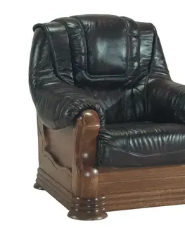 Sedacie súpravy PYKA Aneta II kožená sedacia súprava drevo D3 / tmavohnedá (DTS53)
