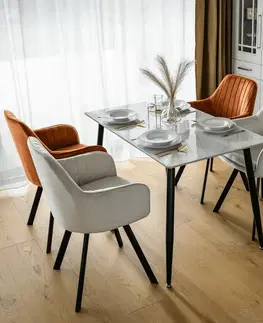 Jedálenské stoly KONDELA Florenc Typ 1 jedálenský stôl 121x71 cm biely mramor / čierna