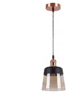 Svietidlá BRILAGI - LED luster R GLASS 1xE27/60W/230V pr. 15,5 cm medená/dymovo-béžová/čierna NSTK7325+AI0179