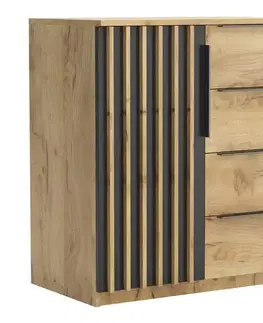 Komody so zásuvkami a dvierkami Komoda Sorento I Craft zlatá/čierna