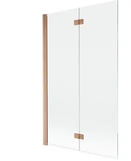 Sprchové dvere MEXEN - MIST vaňová zástena 110x150 cm 6mm 2-s, meď kartáčovaná, číra, ľavá 8A9-110-002-65-00-L