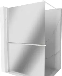 Sprchové dvere MEXEN/S - Kioto+ Sprchová zástena WALK-IN s poličkou a držiakom uterákov 80 x 200, zrkadlové, biela 800-080-121-20-50