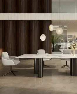 Jedálenské stoly DELIFE Jedálenský stôl Edge 300x100 keramika Calacatta Luxe bielo-zlato-šedá Troa nerezová oceľ grafitová