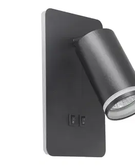 Svietidlá  LED Nástenné bodové svietidlo PARIS 1xGU10/10W/230V + LED/6W/230V čierna 324368