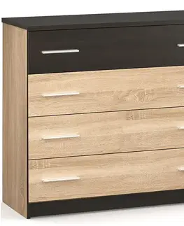 Komody NABBI Verify CH-4DRWS zásuvková komoda dub sonoma / wenge