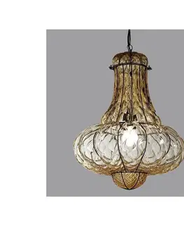 Svietidlá SIRU - Luster na reťazi DOGE 1xE27/60W/230V pr. 30 cm béžová/čierna benátske sklo MS118-035ABB