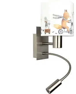 Svietidlá BRILAGI - flexibilná LED lampa BOBO 1xE27/25W/230V + LED/3W, matný chróm/biela/s motívom zvieratiek BG1556+BG5578