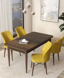 Jedálenské sety Dining Table & Chairs Set (5 Pieces) Arp - Baroque, Mustard
