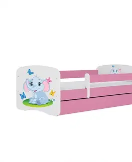 Postele pre dievčatá Detská Posteľ. Babydreams+Sz+M Ružová 80x180 Slon