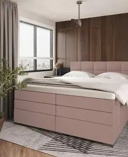 Postele KONDELA April boxspringová manželská pocketová posteľ ružová