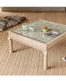 Konferenčné stolíky Konferenčný stolík Sita 80x45x80 indický masív mango