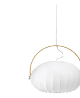 Svietidlá Halo Design 746347 - Závesné svietidlo s lankom DC 1xE27/40W/230V pr. 40 cm biela/dub 746347