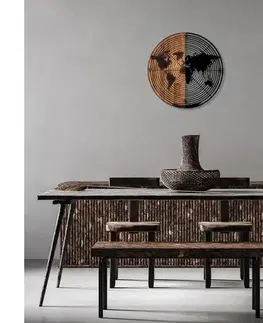Obrazy  Nástenná dekorácia pr. 56 cm mapa drevo/kov 899SKL2308