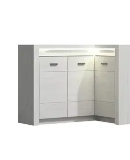 Komody KONDELA Infinity 15 trojdverová rohová komoda jaseň biely