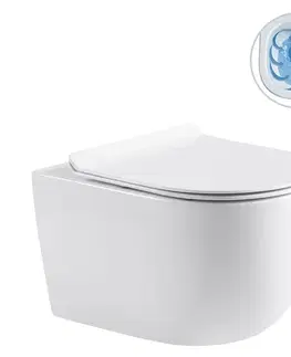 Záchody CERANO - Kompletný podomietkový WC set Lite/Felci - biela lesklá - WC tlačidlo Slim, zlatá - predstenová inštalácia / sadrokartón - 52,5x36 CER-355976