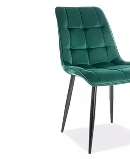 Kuchynské a jedálenské stoličky Signal Jedálenská stolička CHIC VELVET | čierne nohy Farba: Zelená / Bluvel 78