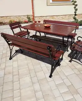 Záhradné zostavy Záhradný komplet Kráľovský 1 bez lakťových opierok višňa
