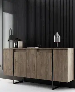 Komody Konzolový stolík Luxe - Walnut, Black