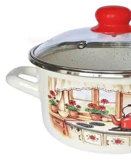 Hrnce MAKRO - Randlík smalt 14cm 1L so sklenenou pokrievkou Rustika