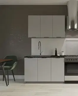 Kuchynské linky SiLVER jednoduchá kuchynská linka 200 cm, bledosivá