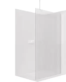 Sprchovacie kúty CERANO - Sprchová zástěna Walk-in Onyx Top Round L/P - 8 mm - kulatá vzpěra - bílá matná, rýhované sklo - 160x200  CER-8050BD1563