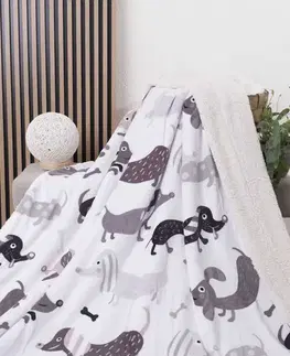 Deky MKLozkoviny.sk Baránková deka mikroplyš 220 × 200 cm – Psíky