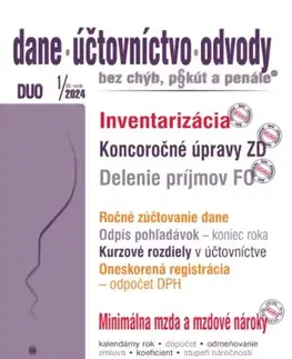 Dane, účtovníctvo Dane účtovníctvo odvody 1 2024 - Inventarizácia majetku a záväzkov